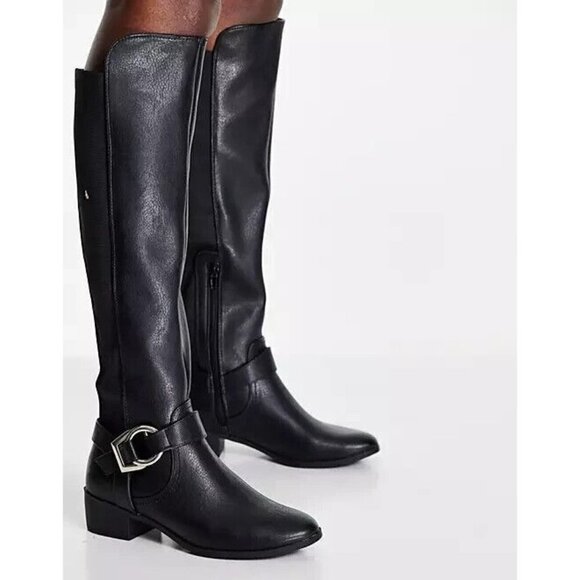 Call it Spring Women's black over the knee buckle boot sz 7 - Picture 1 of 9